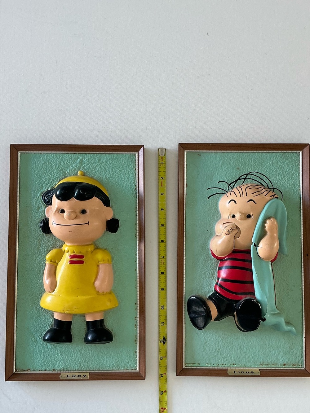 Vintage 1965 Peanuts Lucy & Linus 3D Wall Plaques Set Mid Century Decor - Picture 13 of 15